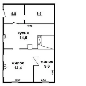 Жилой дом. г. Каменец. Брус / шифер. 1 этаж. Общ. - 38, 9 кв.м. d150562