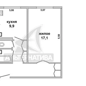 1-комнатная квартира,  г. Брест,  ул. Красногвардейская ул. w180824